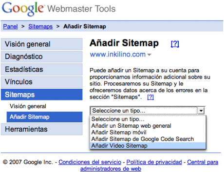 Vídeo sitemap en Google Webmasters